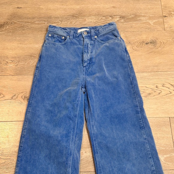BDG Blue Corduroy Wide Leg Crop Pants High & Wide Womens Size 24 or 00 - Picture 3 of 9